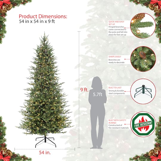 9ft. Pre-Lit Slim Balsam Fir Artificial Christmas Tree, Clear Lights